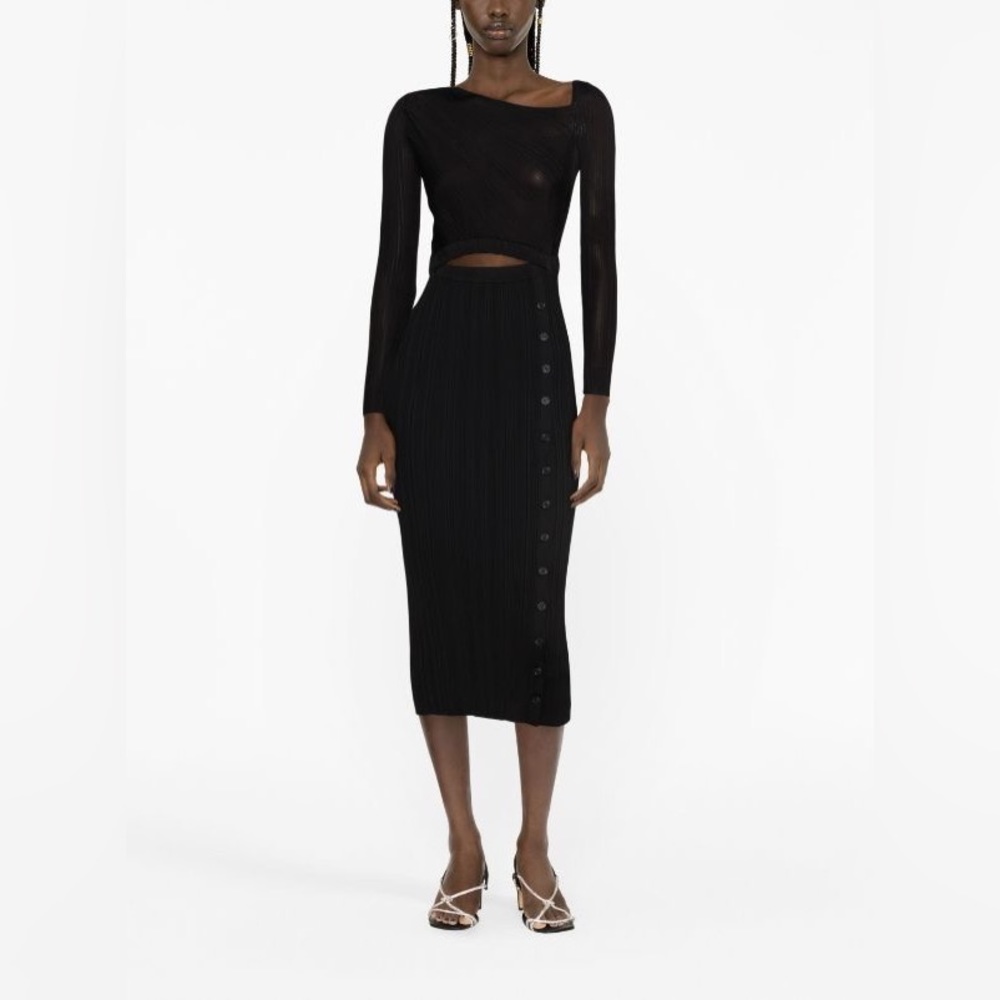 Brand new Self-Portrait cut-out detail ribbed-knit midi dress